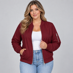 Women's Lightweight Bomber Jacket with Utility Sleeve Pocket