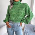 Women’s Marled Knit Cropped Turtleneck Sweater