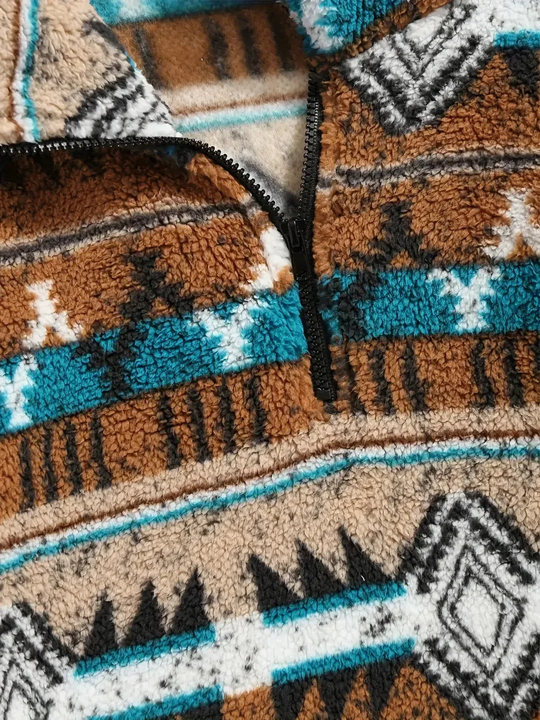Men’s Southwestern Print Sherpa Fleece Quarter-Zip Pullover