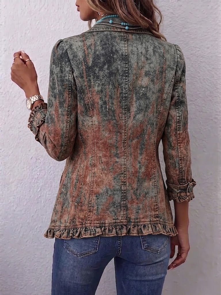 Women’s Longline Jacket with Denim Trim