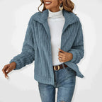 Women’s Ribbed Plush Fleece Zip Jacket